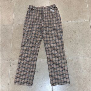 Vintage Burberry Blue labelWomen's Plaid Trousers in Tan and Black